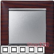 Рамка 5 постов, темное дерево/серебряный штрих 770375 Legrand Valena