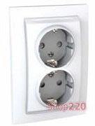 Розетка двойная со шторками, белая, Unica MGU23.067.18 Schneider