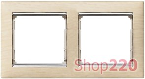 Рамка 2 постa, светлое дерево/серебряный штрих 770382 Legrand Valena