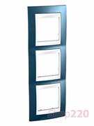 Рамка 3 поста, голубой лёд, вертикальная, Unica MGU6.006V.854 Schneider