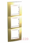 Рамка 3 поста, золото, вертикальная Unica MGU66.006V.504 Schneider