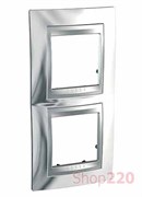 Рамка 2 поста, блестящий хром, вертикальная Unica MGU66.004V.010 Schneider