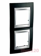 Рамка 2 поста, черный родий, вертикальная Unica MGU66.004V.093 Schneider