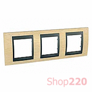 Рамка 3 поста, бук, Unica MGU66.006.2M1 Schneider