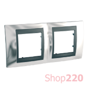 Рамка 2 поста, блестящий хром, Unica MGU66.004.210 Schneider