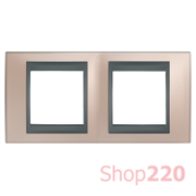Рамка 2 поста, оникс медный, Unica MGU66.004.296 Schneider