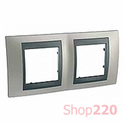 Рамка 2 поста, никель матовый, Unica MGU66.004.239 Schneider