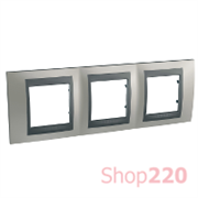 Рамка 3 поста, никель матовый, Unica MGU66.006.239 Schneider