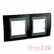 Рамка 2 поста, черный родий, Unica MGU66.004.293 Schneider