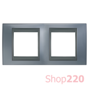 Рамка 2 поста, металлик, Unica MGU66.004.297 Schneider