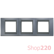 Рамка 3 поста, металлик, Unica MGU66.006.297 Schneider