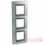 Рамка 3 поста, матовый хром, вертикальная Unica MGU66.006V.238 Schneider