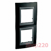 Рамка 2 поста, черный родий, вертикальная Unica MGU66.004V.293 Schneider