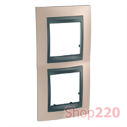 Рамка 2 поста, оникс медный, вертикальная Unica MGU66.004V.296 Schneider