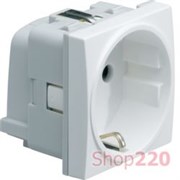 Розетка с заземлением модульная 45х45, WS161 Hager