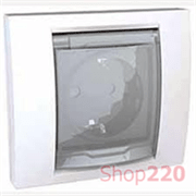 Розетка влагозащищенная IP44 с рамкой, белый, Unica MGU61.037.18 Schneider