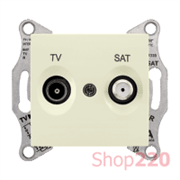 Розетка TV/SAT проходная, кремовый, Sedna SDN3401223 Schneider