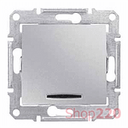 Выключатель 2-х полюсный 1-клавишный с красной индикацией, алюминий, Sedna SDN0201260 Schneider