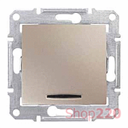 Выключатель 2-х полюсный 1-клавишный с красной индикацией, титан, Sedna SDN0201268 Schneider