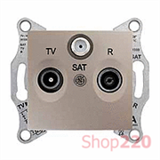 Розетка TV/R/SAT проходная, титан, Sedna SDN3501468 Schneider
