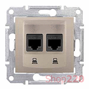 Розетка двойная RJ 45 кат 5е, экран, STP, титан, Sedna SDN4600168 Schneider