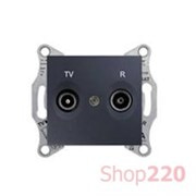 Розетка TV/R проходная, графит, Sedna SDN3301370 Schneider