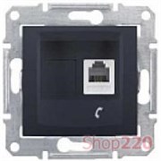 Розетка телефонная, графит, Sedna SDN4101170 Schneider