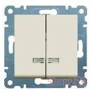 Выключатель двухклавишный с подсветкой, кремовый, Lumina-2 WL0241 Hager