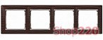 Рамка 4 поста, темное дерево/серебряный штрих 770374 Legrand Valena