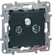 ТВ-САТ розетка на 2 кабеля, антрацит, 672657 Legrand Etika