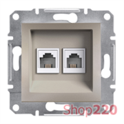 Розетка телефонная RJ-11 двойная, бронза, EPH4200169 Asfora Schneider