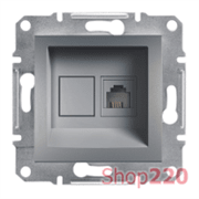 Розетка телефонная RJ-11, сталь, EPH4100162 Asfora Schneider