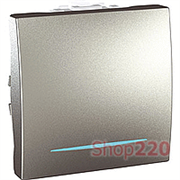 Мех. переключателя 1-кл. с подсветкой, 2 мод., алюминий, MGU3.203.30N Schneider Unica