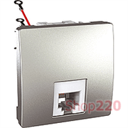 Розетка телефоная RJ11, 2мод., алюминий, MGU3.492.30 Schneider Unica