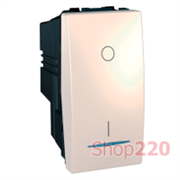 Мех. 2-х полюснойго выключателя 1-кл. с подсветкой, 1мод., сл. кость, MGU3.162.25S Schneider Unica