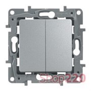 Мех. переключателя 2-х клавишный с подсветкой, алюминий, 672416 Legrand Etika