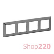 Рамка 4 поста, сталь, Valena 754154 Legrand