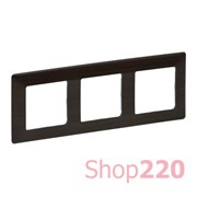 Рамка 3 поста, темное дерево, Valena 754173 Legrand