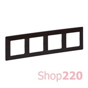 Рамка 4 поста, темное дерево, Valena 754174 Legrand