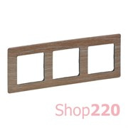 Рамка 3 поста, светлое дерево, Valena 754183 Legrand