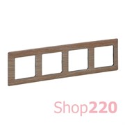 Рамка 4 поста, светлое дерево, Valena 754184 Legrand