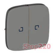 Клавиша выключателя двухклавишного с подсветкой, алюминий, Valena 755227 Legrand