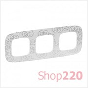 Рамка 3 поста, нарцисс хром, Valena 754343 Legrand