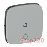 Накладка кнопки с подсветкой с символом "звонок", алюминий, Valena 755092 Legrand