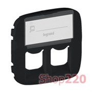 Накладка розетки RJ11+RJ45 подпись, антрацит, Valena 755488 Legrand