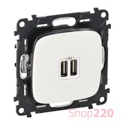 РОЗЕТКА USB ДЛЯ ЗАРЯДКИ ДВОЙНАЯ, БЕЛЫЙ, 754995 LEGRAND VALENA ALLURE