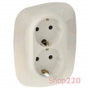 РОЗЕТКА ЭЛЕКТРИЧЕСКАЯ ДВОЙНАЯ СО ШТОРКАМИ, СЛОНОВАЯ КОСТЬ, VALENA ALLURE 753826 LEGRAND