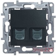 Компьютерная розетка RJ-45 двойная, антрацит, 672655 Legrand Etika