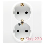 Розетка двойная с заземлением, белый, 672223 Legrand Etika
