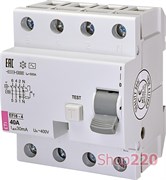 УЗО (диф. реле) 40А 30мА, 4 полюса, тип АС, Eti 2062138